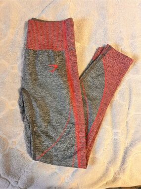 Gymshark Hyper Amplify Leggings - Charcoal Marl/Coral